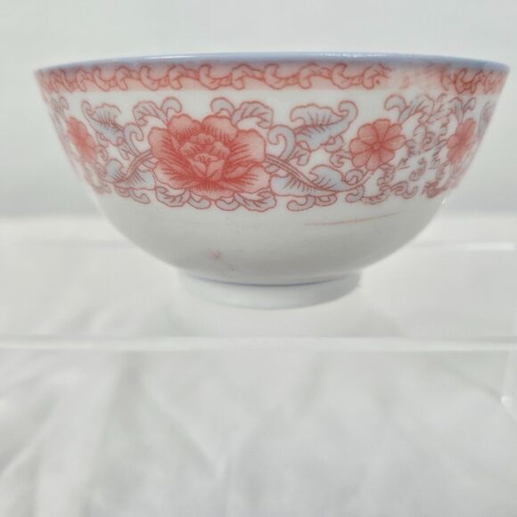 Asian Rice Bowl Pink Floral Porcelain 2.25" x 4.5" - Picture 10 of 10